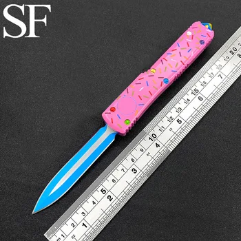 SF Outdoor OTF Удобная самооборона 440 Синее лезвие NC Цвет Алюминиевая ручка Многофункциональный инструмент для кемпинга Праздничные подарки