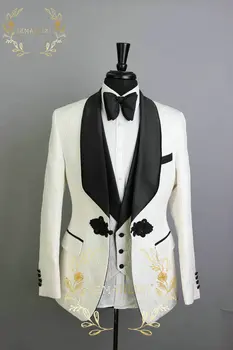 SZMANLIZI Мужские свадебные костюмы 2022, сшитый на заказ Классический белый блейзер с цветочным рисунком, костюмы для выпускного вечера, костюмы для жениха, мужской смокинг жениха