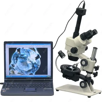 Микроскоп со стереофоническим зумом Jewel Gem-AmScope Поставляет 3,5 X-90X Микроскоп со стереофоническим зумом Jewel Gem + камеру 5 М