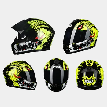 Полный шлем с двойным забралом, шлемы для мотокросса, мото защитный шлем, модульная мотоциклетная защита лица, универсальная для всех сезонов