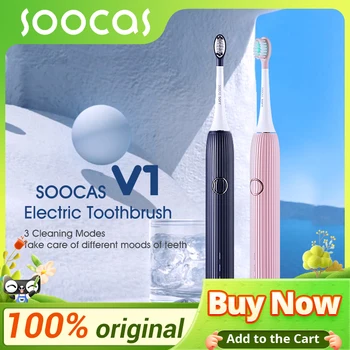 Электрическая зубная щетка SOOCAS Sonic V1 Интеллектуальная ультразвуковая зубная щетка для чистки и отбеливания IPX7 Водонепроницаемая портативная для путешествий